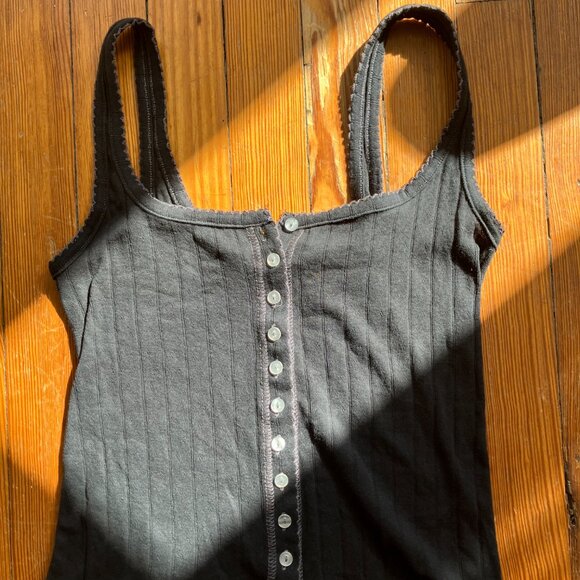 Free People End Game Pointelle Tank | Black, Size M - Picture 5 of 7